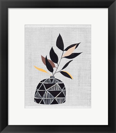 Framed Decorated Vase with Plant IV Print