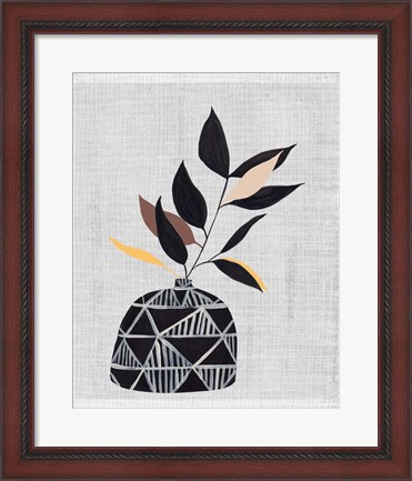 Framed Decorated Vase with Plant IV Print