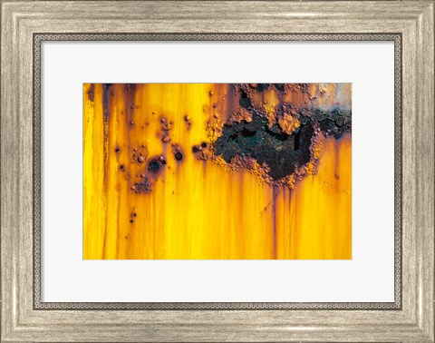 Framed Details Of Rust And Paint On Metal 4 Print