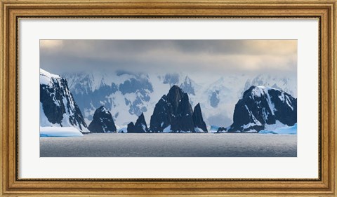 Framed Antarctic Peninsula, Antarctica, Spert Island Craggy Rocks And Mountains Print