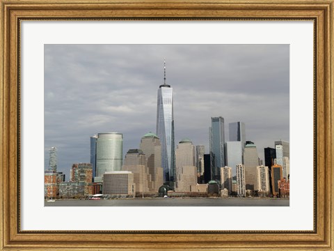 Framed One World Trade Center And Other Manhattan Skyscrapers Seen From Jersey City, NJ Print