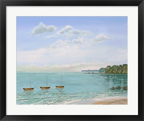 Framed Three Dinghies Moored Print