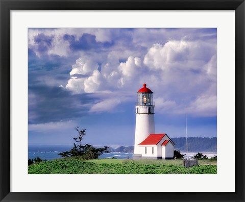 Framed Red Roof Lighthouse Print