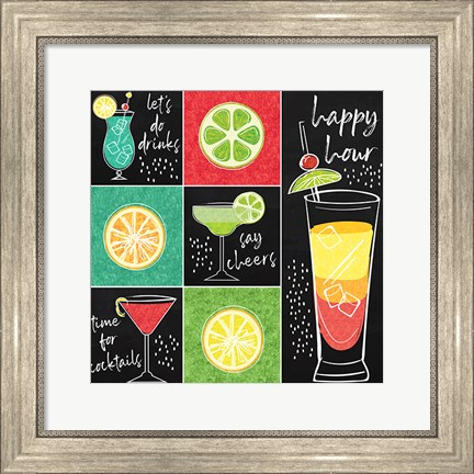 Framed Sip Sip Hooray Pattern II Print