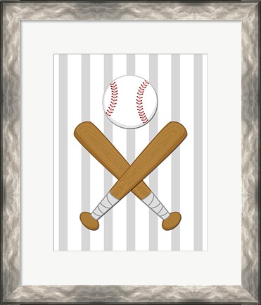 Framed Baseball Stripes Print