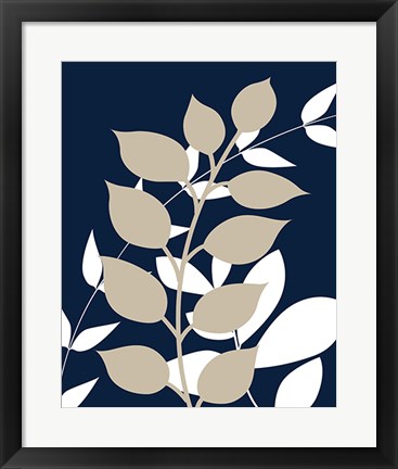 Framed Navy Foliage I Print