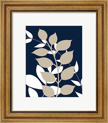 Framed Navy Foliage III Print