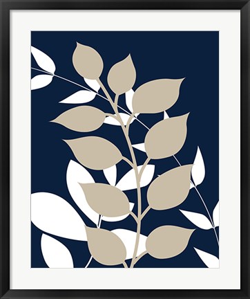 Framed Navy Foliage III Print