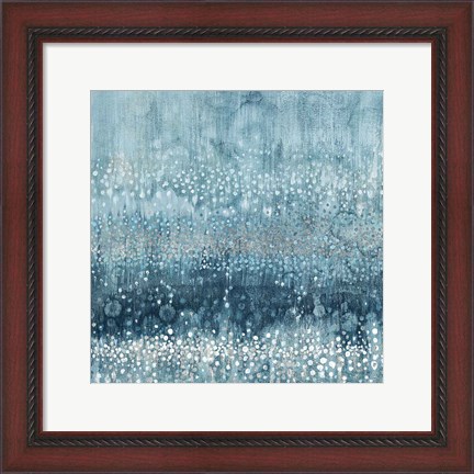 Framed Rain Abstract III Blue Silver Print