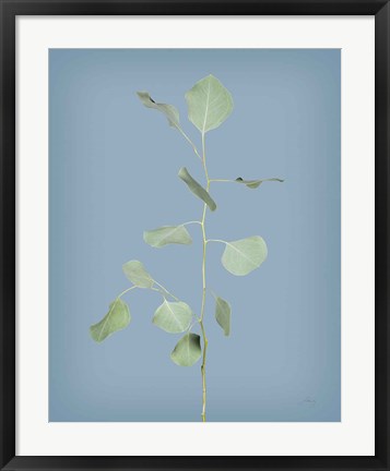 Framed Simple Stems I Blue Crop Print