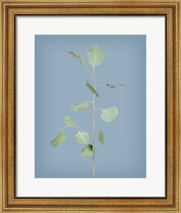 Framed Simple Stems I Blue Crop Print