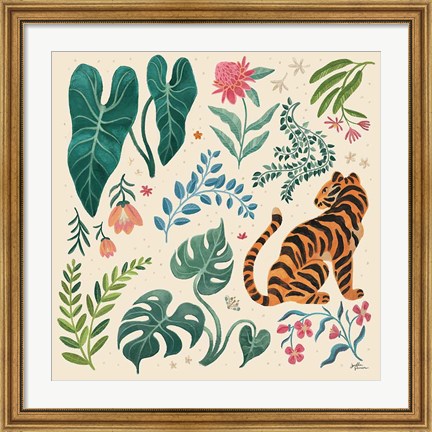 Framed Jungle Love V Cream Print