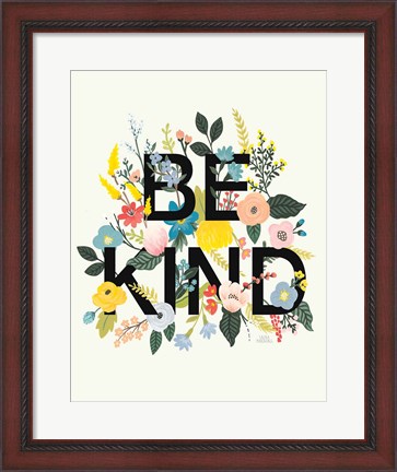 Framed Wild Garden I Be Kind Cream Print