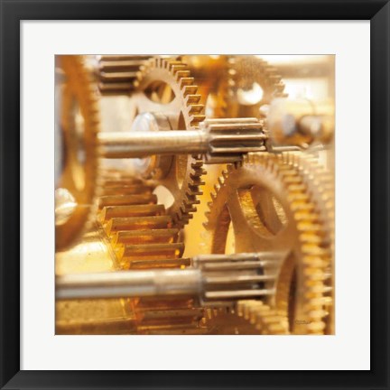 Framed Gilded Gears I Print