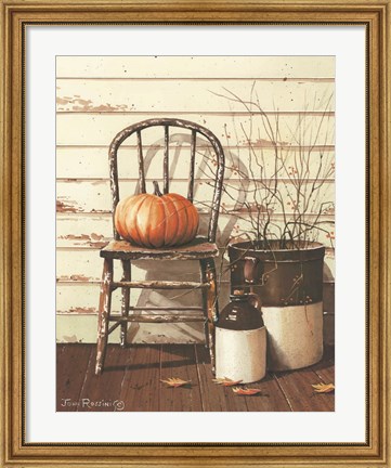 Framed Pumpkin &amp; Chair Print