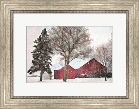 Framed Snowy Barn Print