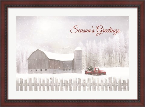 Framed Season&#39;s Greetings with Truck Print