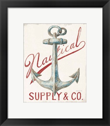 Framed Floursack Nautical V Red Print