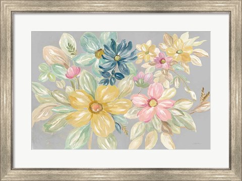 Framed June Bloom Gray Print