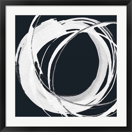 Framed Gilded Enso I BW Print