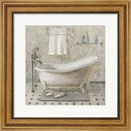 Framed Victorian Bath III Neutral Print