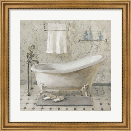 Framed Victorian Bath III Neutral Print