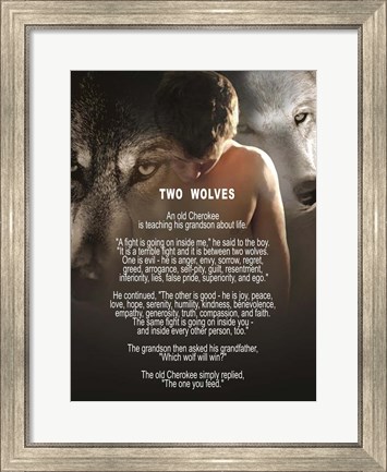 Framed Two Wolves Print