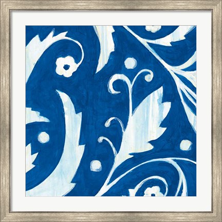 Framed Tangled In Blue I Print