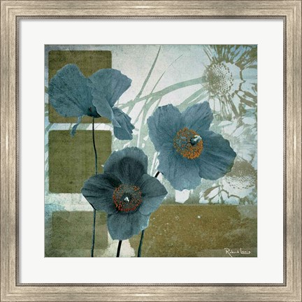 Framed Cerulean Poppies I Print