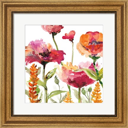 Framed Blooms And Greens Print