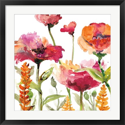 Framed Blooms And Greens Print