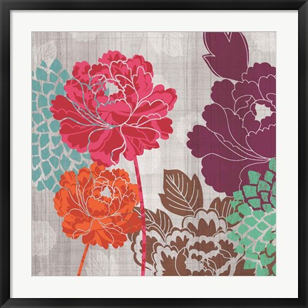 Framed Peony Patterns I Print