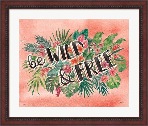 Framed Jungle Vibes VI Watercolor Coral Print