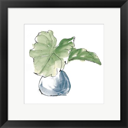 Framed Plant Big Leaf I Dark Green Print