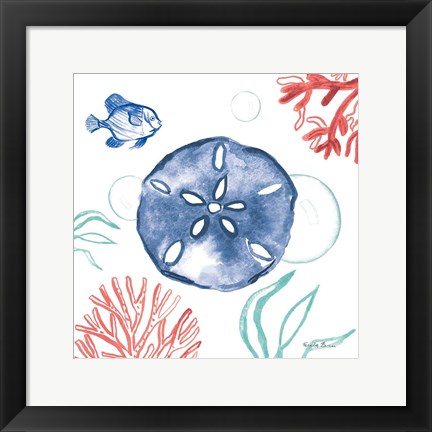 Framed Coastal Jewels IV Coral Cove Print