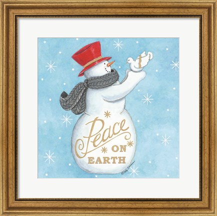 Framed Peace on Earth Snowman Print