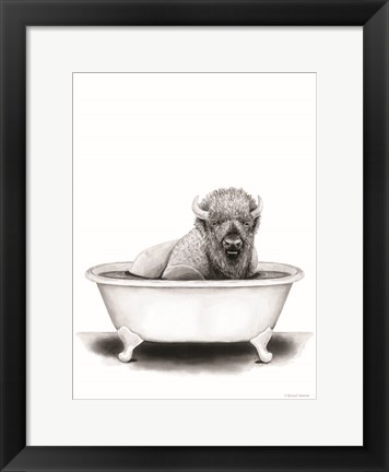 Framed Bison in Tub Print