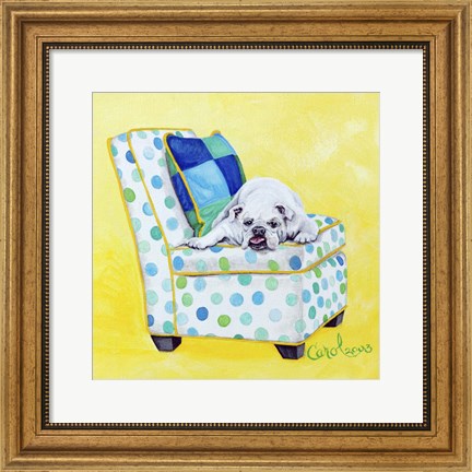 Framed Bulldog on Polka Dots Print