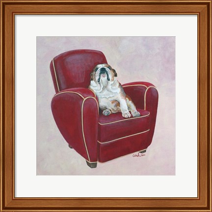 Framed Bulldog on Red Print