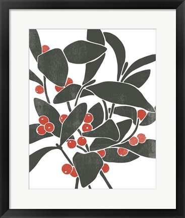 Framed Colorblock Berry Branch I Print