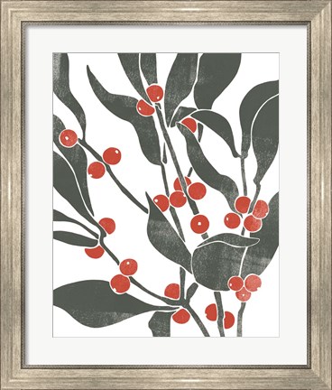 Framed Colorblock Berry Branch II Print