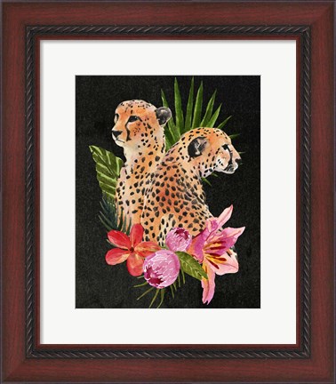 Framed Cheetah Bouquet I Print
