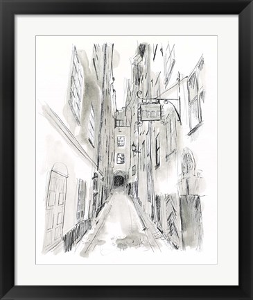 Framed European City Sketch I Print