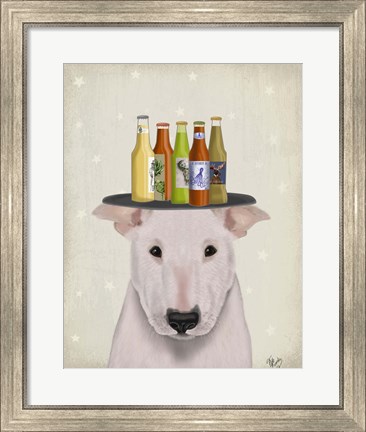 Framed English Bull Terrier Beer Lover Print