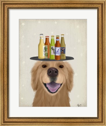 Framed Golden Retriever Beer Lover Print