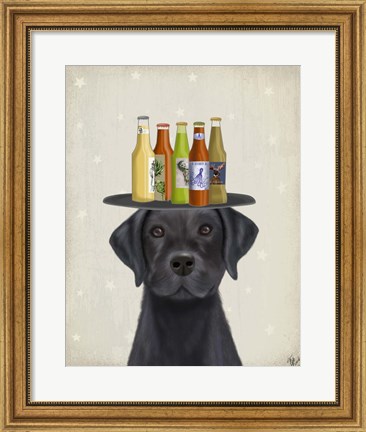 Framed Labrador Black Beer Lover Print