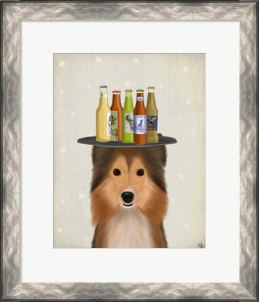 Framed Shetland Sheepdog Beer Lover Print