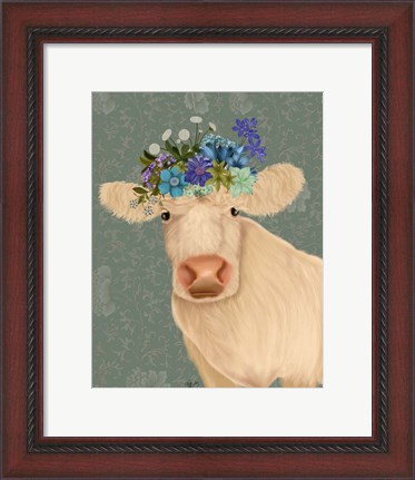 Framed Cow Cream Bohemian 2 Print