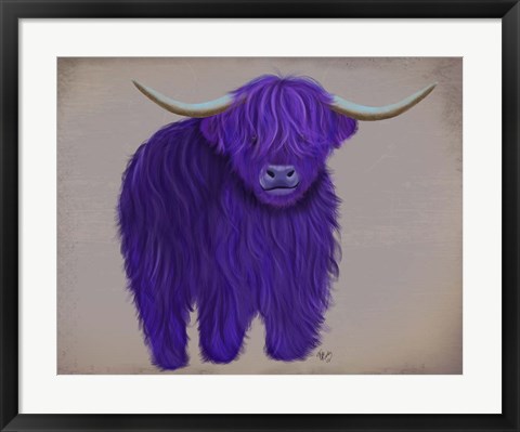 Framed Highland Cow 5, Purple, Full Print