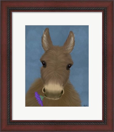Framed Donkey Purple Flower Print